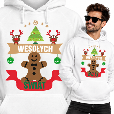 BLUZA Z KAPTUREM ŚWIĄTECZNA  PIERNIK